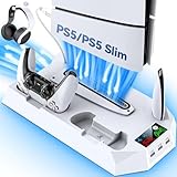 【3 extra USB Anschlüsse】 Es gibt in diesem PS5 Slim Ständer 3 extra USB Anschlüsse, welche für ihre z.B. andere PS5 Controller, PS5 Headset, PS5 HD Kamera oder andere USB Geräte aufladen können.