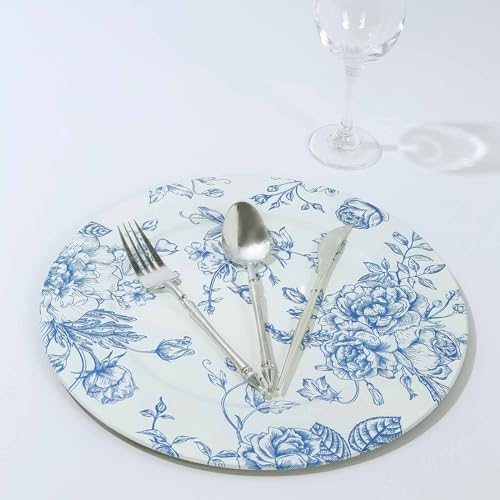 6 Platos Blancos con patrón Floral Azul de 13 pulgadas miniatura 6