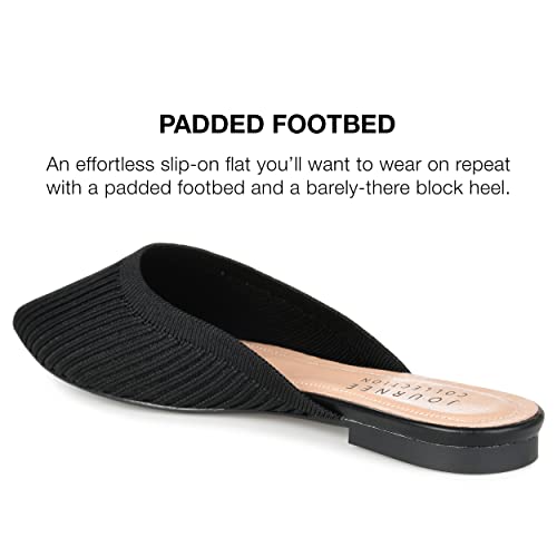 Image of Journee Flat Knit Mules for Women - Closed Pointed Toe Slip-On Shoe - Comfortable Aniee Slide