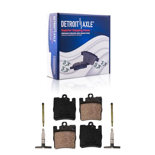 Image of Detroit Axle - Rear Brake Pads for Mercedes Benz C230 C240 C280 C320 C350 CLK320 CLK350 CLK430 E300 E320 E420 E430 SLK300, Ceramic Brake Pads w /Hardware Replacement