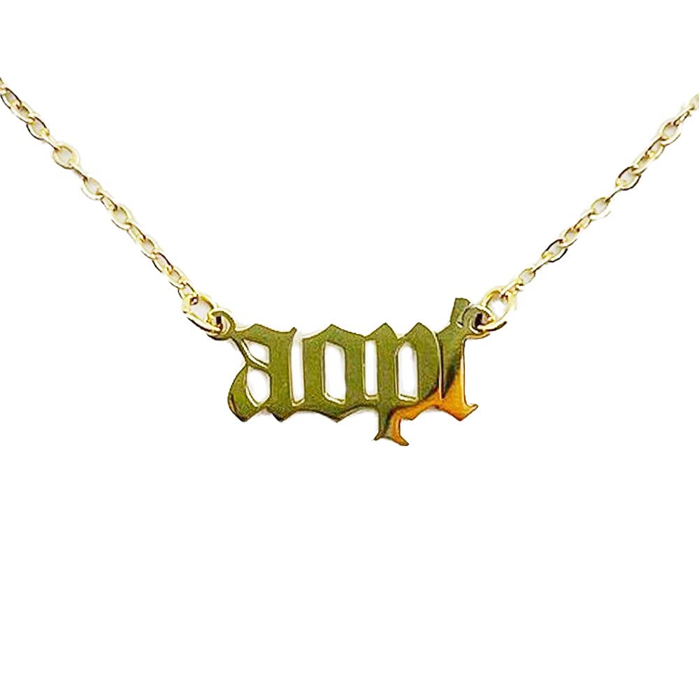 Sorority ShopAlpha Omicron Pi Necklace — AOP 18K Gold Plated Sorority Necklace in Old English Font, Alpha Omicron Pi Gifts for Women