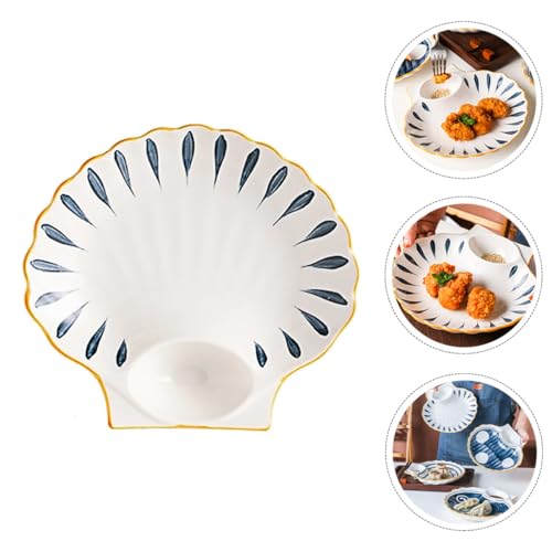Plato de cerámica japonesa con forma de concha 8.5 pulg miniatura 4