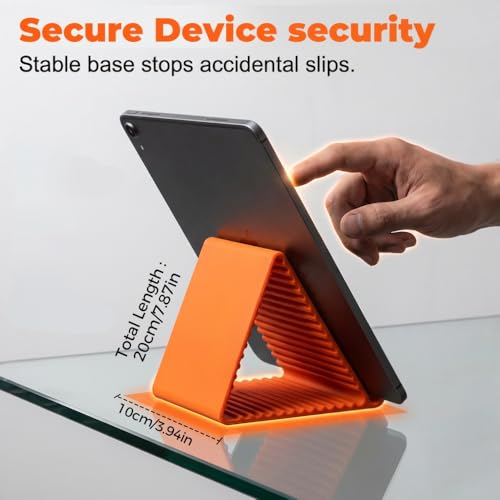 Image of Silicone Phone Stand with Aluminum, Flexible Foldable Phone Holder, Bendable Adjustable Anti-Slip Desktop Stand for Phone Tablet Laptop, Portable Rollable Multi-Angle Stand for Home (Orange)