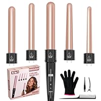Fer à Boucler 5 en 1 Chauffage Rapide Boucleur à Cheveux Céramique Fer à Friser avec LCD Écran Interchangeable 9-32 mm Barils Température Réglable 80 °C à 230 °C avec Gant