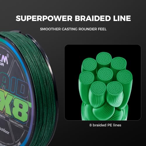 Image of 9KM DWLIFE Braided Fishing Line 8LB-120LB Dyneema Fishing Line, Zero Stretch & Anti-Bite Coating for Freshwater /Saltwater Fishing 4 /8 Strands