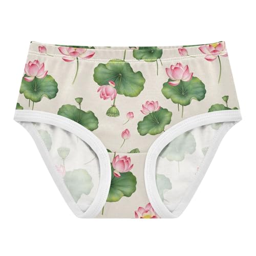Joisal Toddlers Underwear Floral 2t Cotton Panties Little Girl Fun Print Kids Undies Briefs Watercolor Pink Lotus Flowers