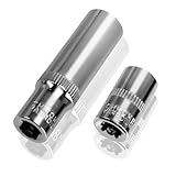 MCSDFN 2Pcs 1/4' Drive 10mm Deep & Shallow Socket Set 6-Point CR-V Metric Impact Socket for Ratchet Torque Electric Wrenches Car Repair, Mirror Chrome Finish