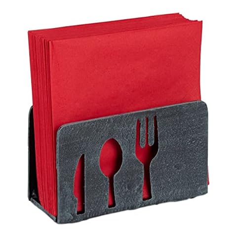 Relaxdays Heavy-Duty Napkin Holder with Cutlery Design Cover