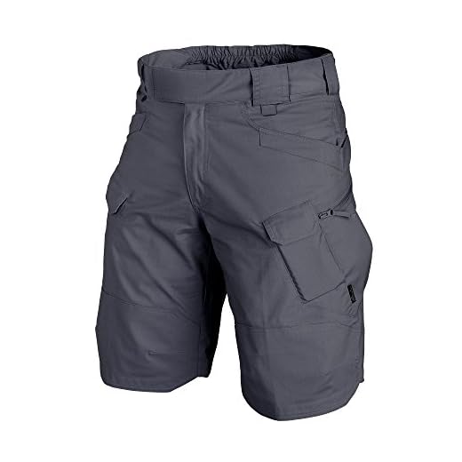 Helikon-Tex Urban (UTK) Tactical Shorts for Men - Lightweight & Breathable Cargo Shorts for Tactical, Military, Police, Hiking, & Hunting (Shadow Grey Polycotton Ripstop W30, L11)