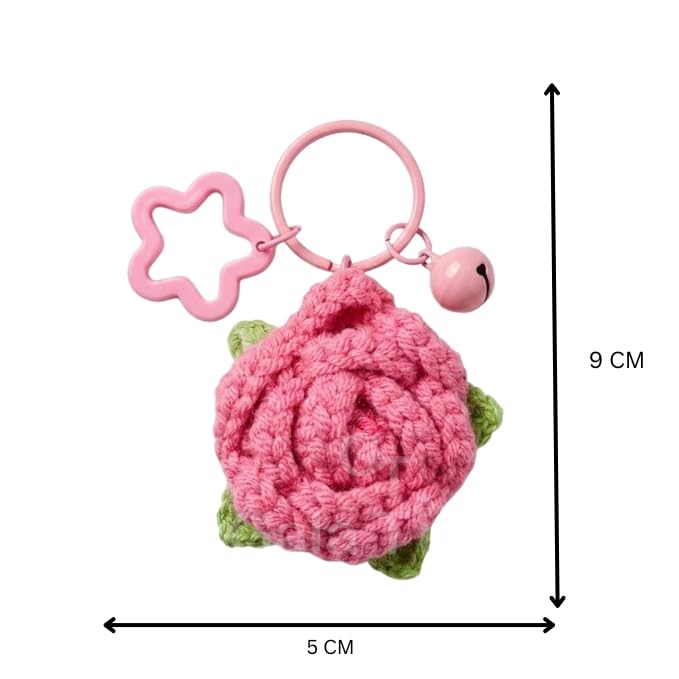 Image of Handmade Crochet Flower Keychain for Bags Keys Purse Backpack Cute Aesthetic Yarn Keyring Bag Charm Handmade Soft Thread Flower Keychain for Girls Women Kids Gifting and Daily Use