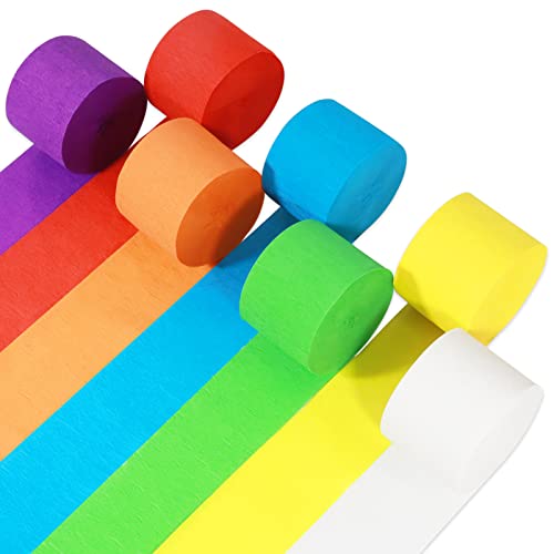 Bomtop 7 Rollen Krepppapier Bunt kreppband bunt Bänder Regenbogen Krepppapier für Hochzeitsdekorationen Party Feier Dekoration Geburtstagsdeko (4.5 cm x 25 m)