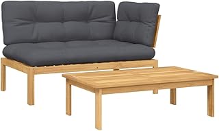 vidaXL 2-Piece Garden Pallet Sofa Set with Solid Acacia Cushions