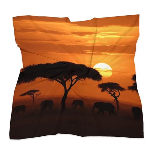 Sunset African Savanna Silk Scarf Lightweight Square Satin Head Scarf Fashion Hair Scarves Accessories for Bag Neck Shawl3