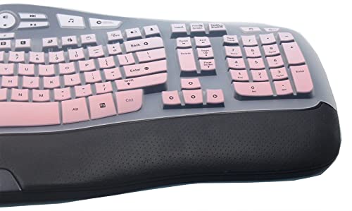 Ultra Thin Desktop Pc Silicone Keyboard Cover Skin Protector Compatible With Logitech K350 Mk550 Mk570 Wireless Wave Keyboard (Not For Other Desktop Keyboards) (Gradient Pink) #TOP6
