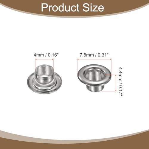 Miniatura 2 de Quarkzman 100 Ojales 4mm 1 6 Pulgadas Kit De Ojales De Latón Con Arandelas Para Tela Cortinas Lonas Cuero Cinturones Zapatos Bolsos Diy, Ceses Plata