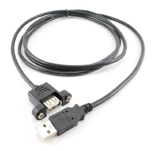 cablesonline 6 ft USB 2.0 Verlängerung Stecker auf Buchse geformt Panel Mount Externe Port Kabel, (usb2-af06p) Cover
