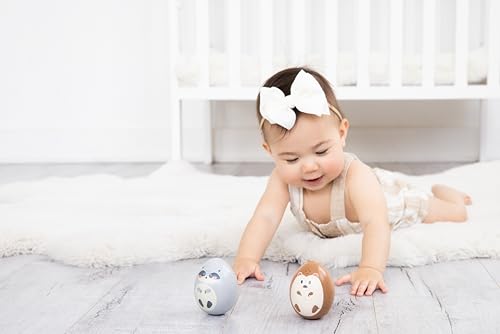 Pearhead Wooden Wobble Toy Set, Raccoon & Hedgehog Montessori Balance Toys for Babies 6+ Months, FSC Certified, Sensory Tummy Time Development Toy by Pearhead - Image 4