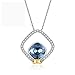 Lafeil 925 Sterling Silver Full Diamante Austriaco Blu Cristallo Geometrico Ciondolo Quadrato Collana Cuscino monili di Temperamento Moda