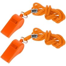 Orange Whistle, 2 Packs Whistle for Coaches, Loud Clear Crisp Referee Whistle, Plastic Coach Whistles with Lanyard, Whistle Emergency for Teacher Polices Officials Sport Training Lifeguard