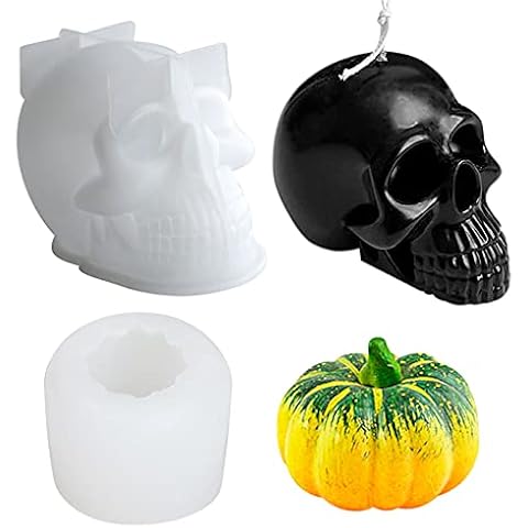 Moldes de silicona de calavera y calabaza 3D para velas Cover