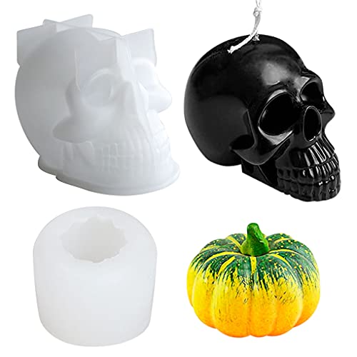 Moldes para velas moldes de silicona de calavera y calabaza 3d, decoración de Halloween, artesanía de acción de gracias, regalo de decoración del hogar de bricolaje