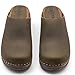Sandgrens Handmade Swedish Wood Clogs for Women, Low Heel Mule US 7 | Austin Olive Nubuck DK, EU 38