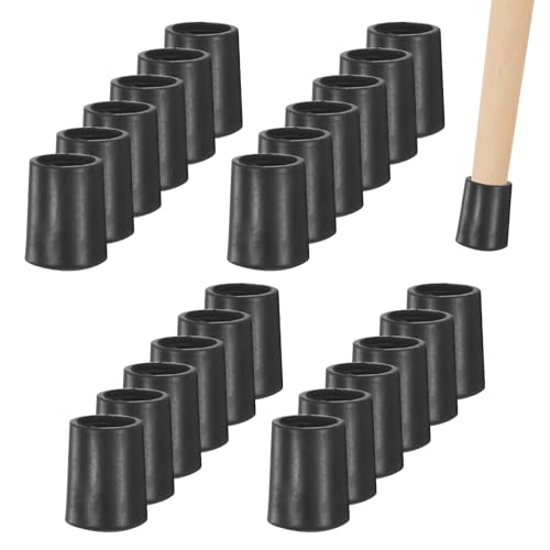 Image of M METERXITY 24-Pack Chair Leg Caps, 5 /16 Inch(8mm) PVC Chair Leg Floor Protectors for Folding Chairs /Metal Chairs /Furniture Table /Hardwood Floors, Round Non-Slip Cover End Tips [Black]