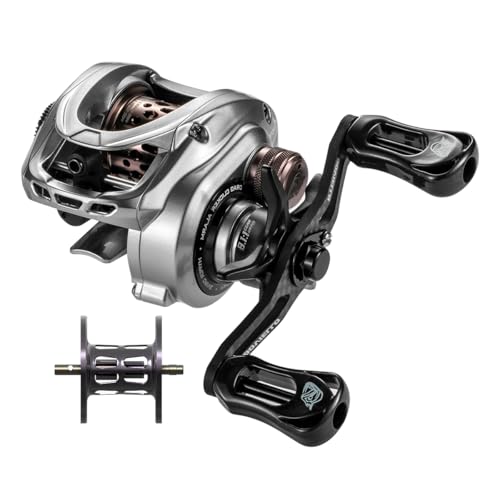 DOVIELLO HICC50 Compact Baitcaster Fishing Reels - 4.7oz Ultra Smooth Fishing Reel with Magnetic Brake 8.1:1 Speed Ratio and 10+1 Bearing Reels Equipped for Saltwater Outdoor - Left Hand Dual spools