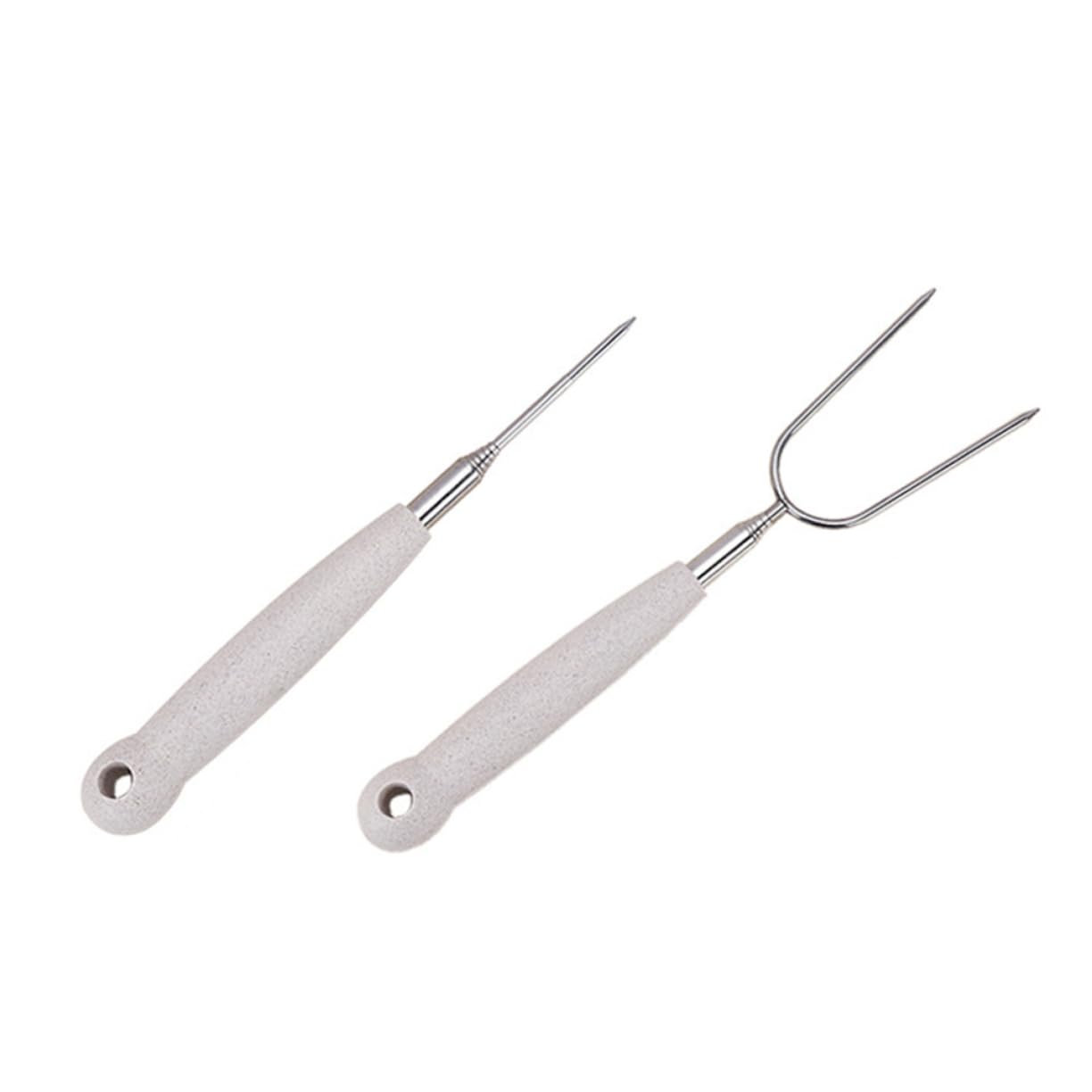 ifundom 3 Set Forchette Da Barbecue Inossidabile Forchette Per Grigliate Portatili 2 Pezzi*3