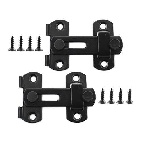 Door Lock Latch,ULIFESTAR Home Security Door Lock Stainless Steel Gate Latch,Barn Door Lock Shed Lock Fence Door Lock Hardware with Installation Screws Black Small