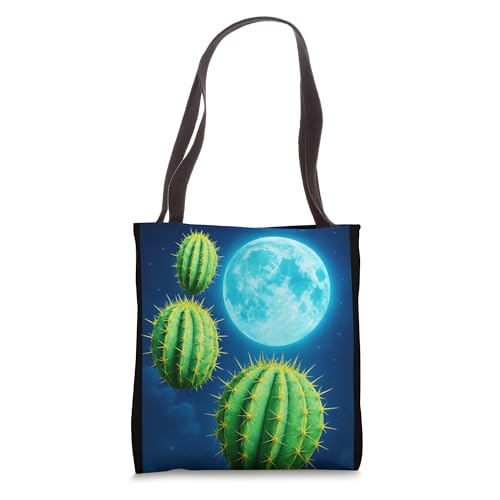 Cactus Succulent Moonlight Floating Cactus Plant Lover Tote Bag