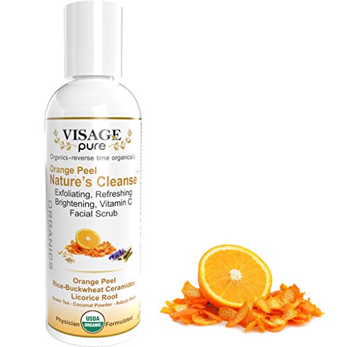 Orange Peel Nature's Cleanse Facial Scrub - by Visage Pure - USDA Organic - Physician Formulated - Research Supported 