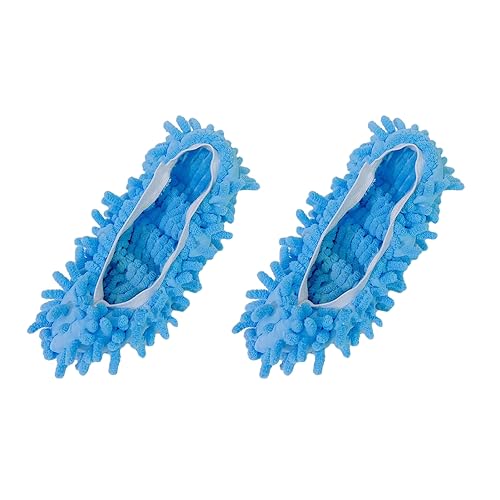 Worparsen Lot de 2 chaussons lavables et réutilisables pour nettoyer le sol, bleu ciel, Taille unique