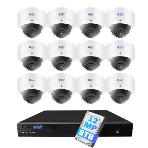 GW Security 32 Channel NVR UltraHD 12MP 4K @30FPS Face/Human/Vehicle Detection PoE Security Camera System with 12 x 12MP IP Microphone Smart AI Dome Cameras, Color Night Vision, Outdoor/Indoor Camera