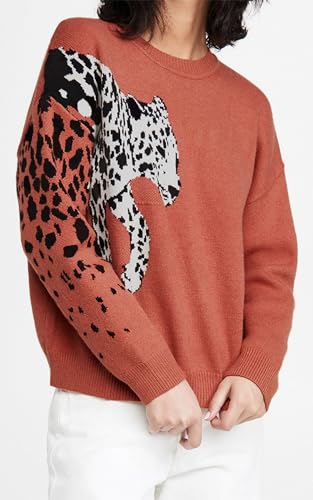 Image of Angashion Women's Sweaters Casual Floral Printed Patchwork Long Sleeves Knitted Pullover Cropped Sweater Tops