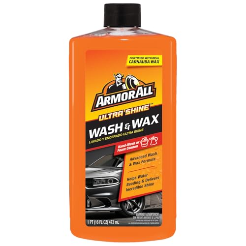 Armor All Ultra Shine Car Wash and Wax, 16 fl oz Bottle, Car Soap with Carnauba Wax for Hand Wash or Foam Cannon