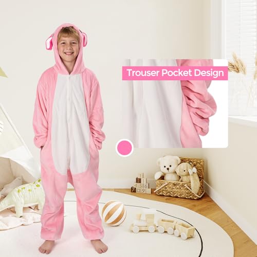 PinkSheep Cartoons Schlafanzug Mädchen Fleece Onesie Kinder Jumpsuit Kinder Mädchen (DE/NL/SE/PL, Alter, 11 Jahre, 12 Jahre, Axolotl)