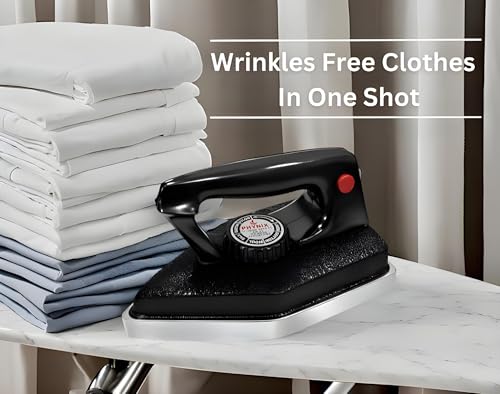 Image of Phynix 3.5 Kg Heavy Weight Dry Iron Press Box | Automatic Industrial Laundry Electric Iron with Cast Iron Base | 1000 Watts | 2 YEAR WARRANTY |for Home, Tailor, Hotels and Cloth Shop| Black