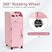 Hair Salon Trolley Cart with Wheels - Rolling Storage Cart with Drawers - Mobile Makeup Case - Lockable Hairdressing Tools Organizer - 3 Hair Dryer Holders, 4 Drawers, Side Tray, and 2 Keys - Pink