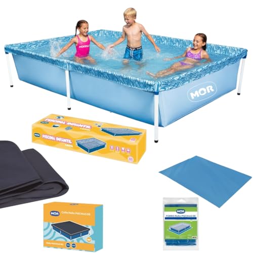 KIT PISCINA ESTRUTURAL RETANGULAR 1000 LITROS + FORRO + CAPA ORIGINAL MOR