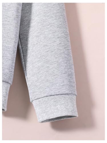 Image of SOLY HUX Girl's Sweatsuit 2 Piece Outfits Letter Graphic Long Sleeve Sweatshirt Tops and Flare Leg Pants Set Grey Letter 8Y