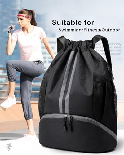 Brotou SAS027 Soccer Bags, Football Backpack, Volleyball Bag, Drawstring Soccer Backpack With Ball And Shoe Compartment, Gym Bags For Men/Women, Football Bags For Equipment Swim Gym Bag thumb #7