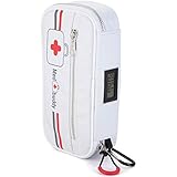 MedBuddy - Insulated Premium Medical Case for EpiPen®, Inhaler, First Aid Kit, Diabetes, and More. Includes: Electronic Temperature LCD, Belt, Mini-Case, and Medical ID (White)