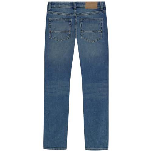 Image of Tommy Hilfiger Boys' 5-Pocket Stretch Slim Straight Leg Denim Jean, Zipper Fly & Button Closure