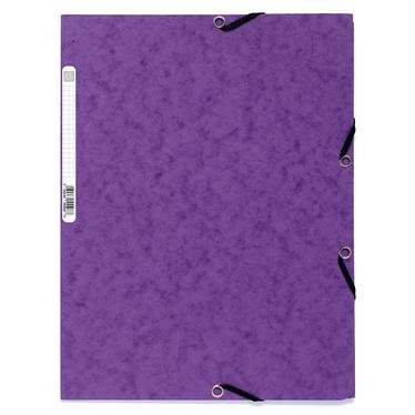 Chemise à élastique 3 rabats Carte lustrée, coloris violet – Lot de 50