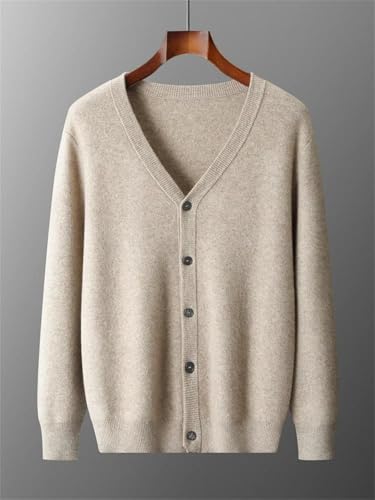 Men's V-Neck Thick Cashmere Knit Cardigan Sweater Single Breasted Closure V Neck Long Sleeve Business Style Casual Top2