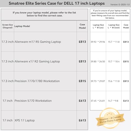 Image of Smatree 17 inch Laptop Sleeve for DELL XPS 17, DELL XPS 17 Laptop Case with Accessory Pocket, YKK Zipper, Patented Shockproof Design (E613) | Case with Accessory Pocket,Patented Shockproof Design (E613)