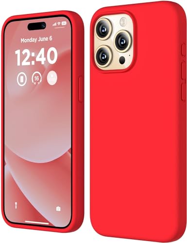 Image of Back Cover for iPhone 13 Pro Case,[Military Shockproof Protection] Liquid Silicone Case with [Soft Anti-Scratch Microfiber Lining for iPhone 13 Pro (Red)