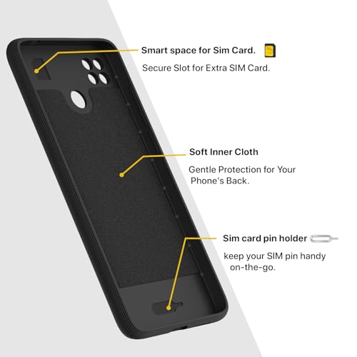Image of Outlouders Back Cover for Poco C31, Mi Redmi 10A / 10A Sport, Redmi 9 / Redmi 9 Activ / 9C | TPU Soft Surface | Full Camera Protection | Flexible and Stockproof Back Case (Black)