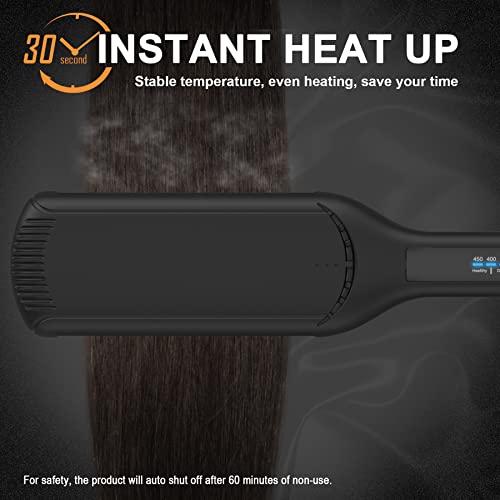 Elilier 2.20" Hair Straightener For Thick Hair, Extra Wide Flat Iron/Plancha De Cabello, 250-450°F Adjustable Temperature, Ceramic Coated Floating Panel, 30S Fast Heating, For Curly Hair Above 3A #TOP3